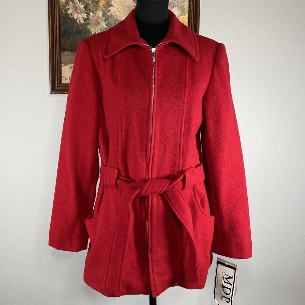 Mario De Pinto Wool Blend Coat Full Zip Women's Medium Red NWT USA
